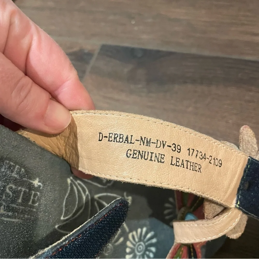 L'Artiste by Spring Step Bari Tooled Leather Floral Boho Slide Sandals 8.5 - Picture 11 of 14